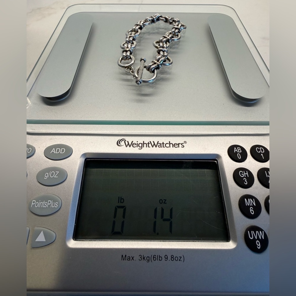 Sterling Silver Chunky Link Bracelet Toggle Clasp… - image 5